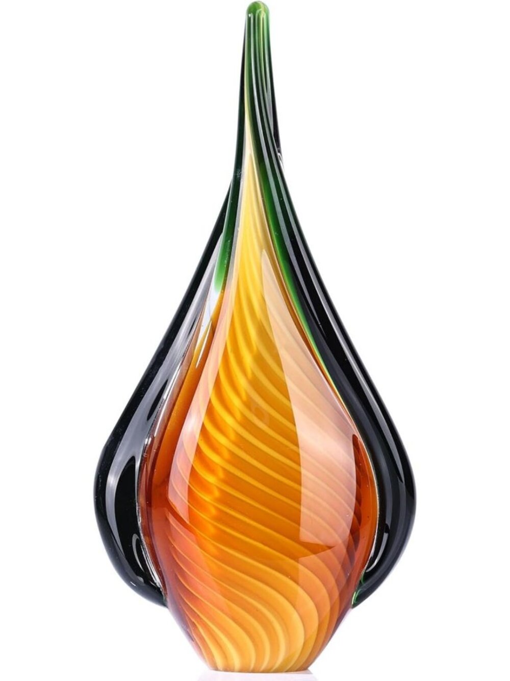 9" Tall Hand Blown Glass Sculpture - Modern Art Paperweight for Office & Home